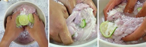 Sơ chế lòng non.