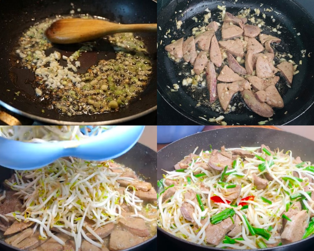 Gan bò xào giá đỗ