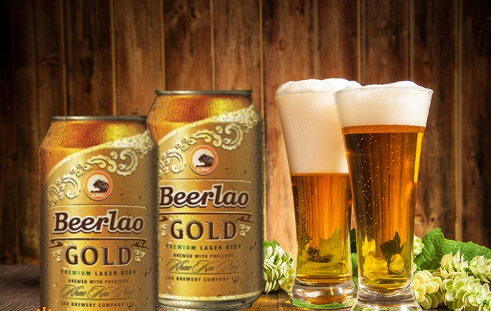 Két bia Lào lon gold 330ml 4